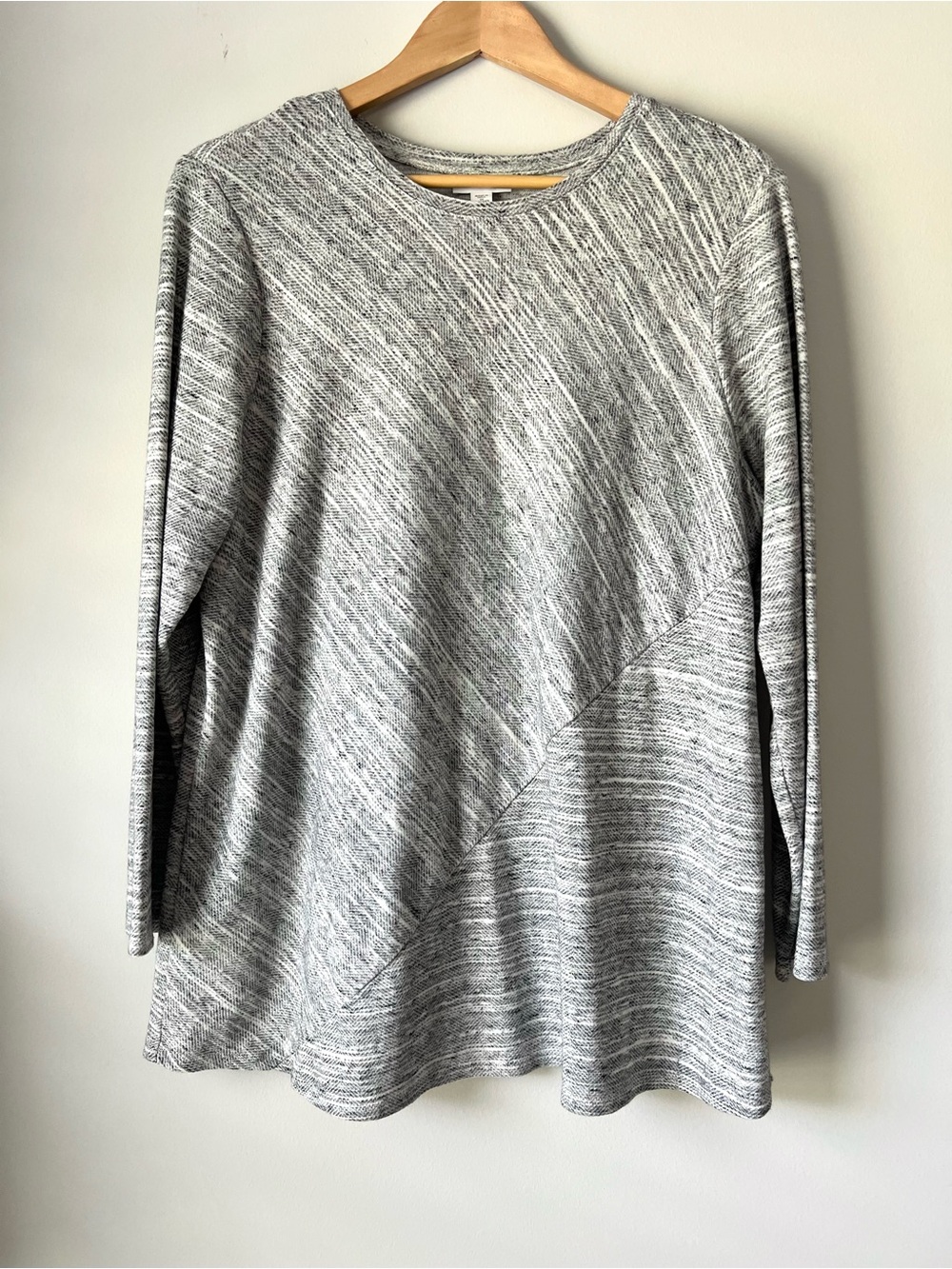 J. Jill Pure Jill Gray Heathered Asymmetrical Diagonal Seam Long Sleeve Tunic